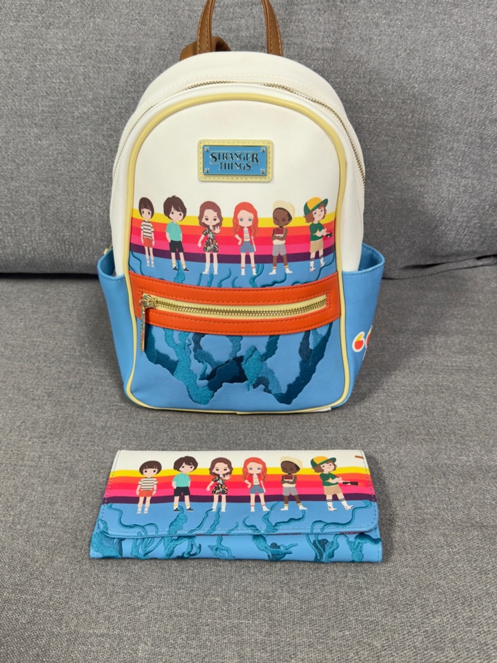 Loungefly Blue Mini Backpack with Red Logo Lining